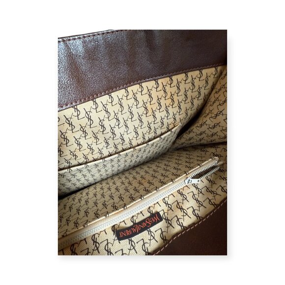 Vintage Yves Saint Laurent Y Panel Tote | Canvas & Leather - Picture 6 of 7